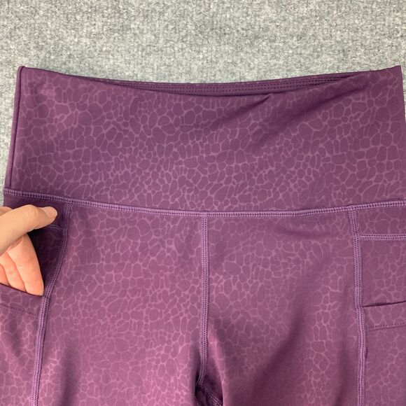 Zyia Active Legging Womens 4 Wine Red Animal Print Mid Rise Stretch Stash Pocket - Picture 3 of 10